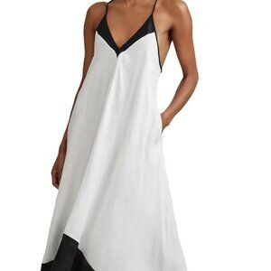 Reiss Stevie Linen Cotton Color Block Midi Dress